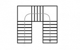 Трёхмаршевая П — образная лестница с двумя промежуточными площадками